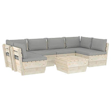 FAMIROSA Set Divani da Giardino su Pallet 7 pz con Cuscini Legno Abete-3589