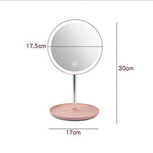 Xindaxin Specchio cosmetico con illuminazione a LED, specchio da trucco con illuminazione antiriflesso, specchio da terra per bagno e viaggio, ricarica USB, blu