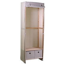 Vacchetti Armadio Legno Stoffa Vigo 2 cassetti Naturale Rettangolare, Wood, Multicolor, Grande