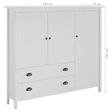 Cikonielf - Armadio con 3 ante e 2 cassetti e 5 ripiani, 142 x 45 x 137 cm, colore: bianco
