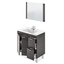 ARKITMOBEL Aktiva Set Mobile Bagno e Specchio, melammina, Grigio Cenere, 80 x 80 x 45 cm