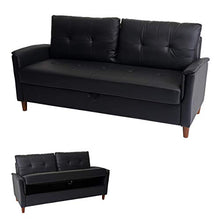 Mendler Divano a 3 posti Relax TV con vano Contenitore HWC-H23 Ecopelle Nero