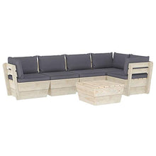 FAMIROSA Set Divani da Giardino su Pallet 6 pz con Cuscini Legno Abete-3564