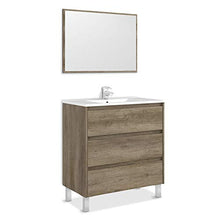 FMD Moebel GmbH Giunone S02 Set Mobile Bagno + Specchio, 80X45X86 H cm, Rovere Spazzolato, Melamina