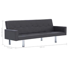 Tidyard Divano Letto con Braccioli in Similpelle,Divano Transformabile in Lettino Grigio
