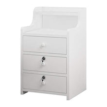 RR-YRN Comodino da Camera da Letto A 3 Cassetti con Chiusura A 3 Cassetti, Moderno Tavolo da Comodino Bianco, Comodino Semplice da Camera da Letto da Comodino, Cassetto per Stoccaggio