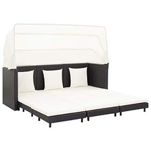 SKM Divano Letto a 3 Posti Estendibile con Tetto Polyrattan Nero