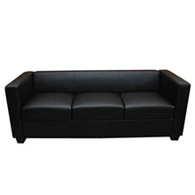 Serie Lille M65 divano sofa 3 posti 70x75x191cm ~ nero pelle