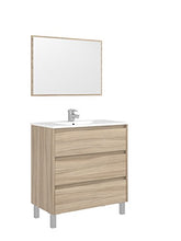FMD Moebel GmbH Giunone S03 Set Mobile Bagno + Specchio, 80X45X86 H cm, Rovere, Melamina