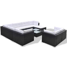 vidaXL Divano da Esterno Set 32 pz in Polirattan Nero Sofa Giardino Patio