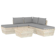 FAMIROSA Set Divani da Giardino su Pallet 6 pz con Cuscini Legno Abete-3493