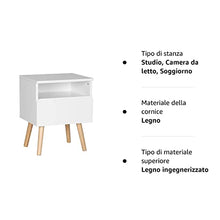 WOLTU TSR58ws Comodino Bianco con Cassetto Comodini da Notte Organizzatore da Letto in Legno