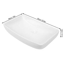 Lavabo da appoggio in ceramica, Lavello bagno Cucina con superficie liscia e pulita, stile moderno, 38 x 13 x 60 cm, colore: bianco.