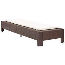vidaXL Lettino Prendisole Regolabile Robusto con Cuscino Spesso Foderato con Zip Sdraio Chaise Longue Telaio in Acciaio Marrone in Polyrattan