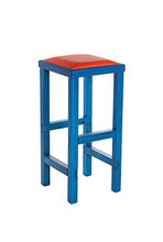 SGABELLO ALTO, in LEGNO massello Blu e Arancio - per CUCINA, BAR, PUB