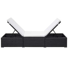 UnfadeMemory Lettino Prendisole con Cuscino in Polyrattan Nero