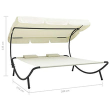 Tidyard Lettino Prendisole con Baldacchino e Cuscini Bianco Crema,Giardino, Terrazza o Spiaggia