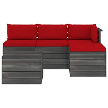 FAMIROSA Set Divani da Giardino su Pallet 5 pz con Cuscini Massello Pino-1797