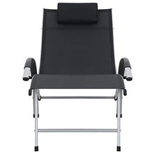 vidaXL Lettino Prendisole Pieghevole Elegante Pieghevole Leggero Regolabile Robusto Sdraio Chaise Longue in Alluminio e Textilene Nero e Argento