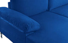 BHDesign Amanda XL New – Divano angolare Panoramique Xtra Large – Moderno – Velluto – Colore Blu