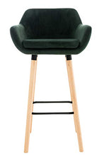 CLP Sgabello Bar Grant In Velluto Sfoderabile I Sedia Alta Cucina In Legno Di Faggio Con Cuscino Removibile, Colore:verde