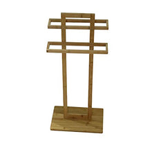 REPLOOD Porta Asciugamani da Terra In Legno Bamboo Con 2 Barre Per Bagno 37x25x85cm