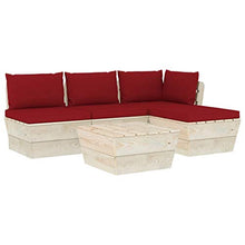 FAMIROSA Set Divani da Giardino su Pallet 5 pz con Cuscini Legno Abete-3465