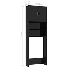 Tidyard Mobile per Lavatrice Nero Lucido 64x25,5x190 cm Truciolato