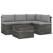 FAMIROSA Set Divani da Giardino su Pallet 5 pz con Cuscini Massello Pino-1828