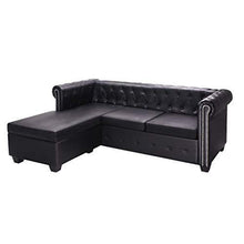 Vislone Divano Angolare 3 Posti, Divano Angolare Pelle con Penisola, 200x140x73 cm Nero - Arredi Casa