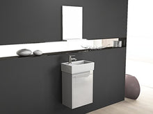 Mobile da bagno – Set con specchio con ripiano e lavabo in ceramica, 45 x 26 cm, bianco lucido