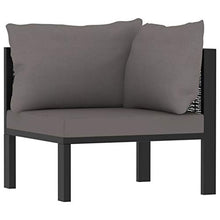 SKM Set Divani da Giardino 7 pz con Cuscini in Polyrattan Antracite (49.66kg)