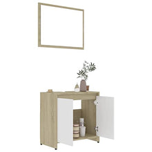 Sonoma Agglomerato - Set di mobili da bagno, colore: Bianco e quercia