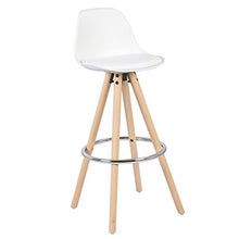 WOLTU BH45ws-2 Sgabelli da Bar Sedia Cucina in Ecopelle Gambe Legno Schienale di Plastica, Bianco 2 Pezzi