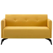 SKM Divano a 2 Posti Rivestito in Stoffa 115x60x67 Giallo - Arredi Casa