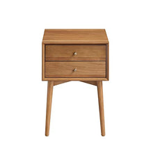 Nathan James 32704 Harper Mid-Century - Comodino in legno di quercia con 2 cassetti, tavolino laterale con contenitore, colore: Marrone