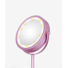 Specchio da trucco da tavolo, 360 gradi doppio specchio (ingrandimento su un lato) regolabile in tre colori LED Touch Light per bagno e toeletta