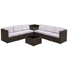 Outsunny Set Mobili da Giardino 8 Pezzi 4 Divani 2 Divani Angolari 2 Tavolini per Giardino in Rattan Marrone