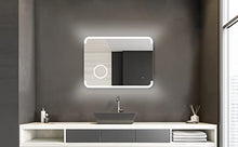 Talos Harmony - Specchio da bagno a LED, 80 x 60 cm, luce posteriore luminosa, specchio cosmetico illuminato con ingrandimento 3x, telaio in alluminio di alta qualità