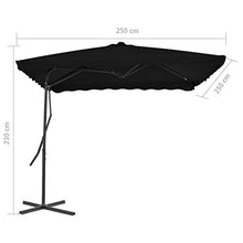 vidaXL Ombrellone con Palo in Acciaio Nero 250x250x230 cm