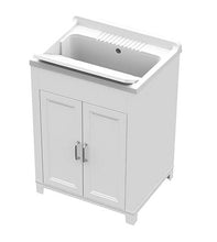Arredobagnoecucine Mobile lavatoio,cm.60x50x85, in kit, 2 ante,vasca e asse lavapanni,resina bianco