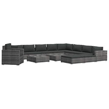 Festnight Set Divani da Giardino con Cuscini in Polyrattan, Set Mobili da Esterno Grigio 13 pz