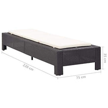 Festnight Lettino Prendisole, Lettini da Giardino con Cuscino, Sedie a Sdraio da Giardino in Polyrattan Nero