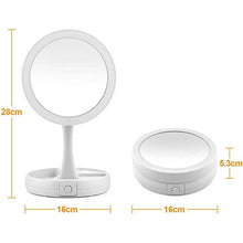 Lshbwsoif Specchio Trucco 10X Ingrandimento Illuminato Doppio Lato Specchio Trucco LED Bagno Viaggio Pieghevole Per Bagno Camera Da Letto