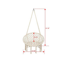 BaiJaC Sedute multifunzionali, Sling di Cotone Nappa Rotondo Beige, Sedia a Battente per Cortile, Camera da Letto, Patio, Giardino, Interni, all'aperto, Amaca con Supporto