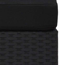 OUSEE Divano Modulare a 2 Posti in Polyrattan Nero