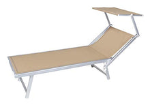 VERDELOOK Rimini, Lettino da Mare con Parasole, 186x61x38 cm, sabbia