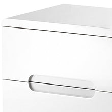 Julian Bowen Manhattan, lucido, comodino con cassetti, legno, bianco