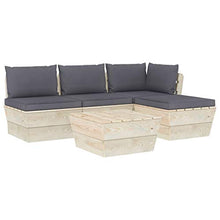 FAMIROSA Set Divani da Giardino su Pallet 5 pz con Cuscini Legno Abete-3456