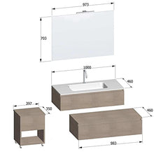bonussi Mobile Bagno Sospeso 100-120 cm Lavabo Specchio 2 Pensili e Sgabello Malcom Rovere Trancè